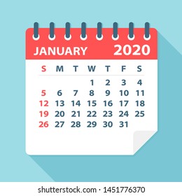 January 2020 Calendar Leaf - Illustration. Vector graphic page