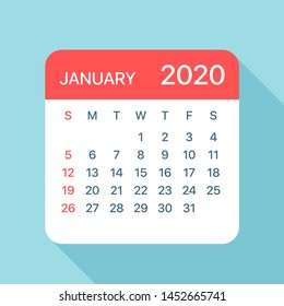 January 2020 Calendar Leaf - Illustration. Vector Graphic Page