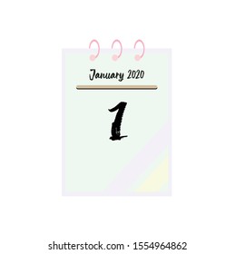 The January 2020 design calendar is soft  color with day numbers