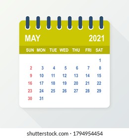 January 2021 Calendar Leaf. Calendar 2021 in flat style. Vector illustration.