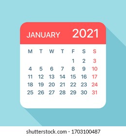 January 2021 Calendar Leaf - Illustration. Vector Graphic Page