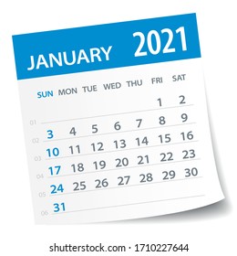 January 2021 Calendar Leaf - Illustration. Vector graphic page