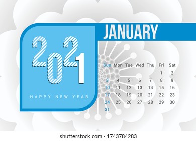 January 2021 Calendar Template Design with white Background. Week starts on Sunday. Calendar 2021 template Design Vector.