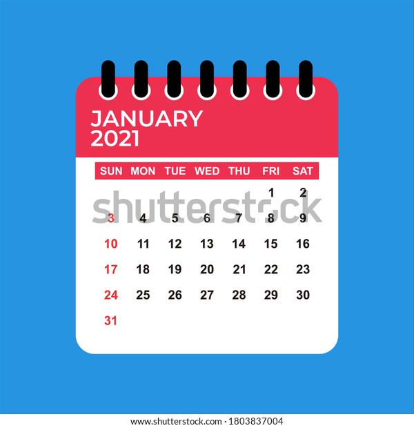 January 2021 Calendar. January\
2021 Calendar vector illustration. Wall Desk Calendar Vector\
Template, Simple Minimal Design. Wall Calendar Template For January\
2021.