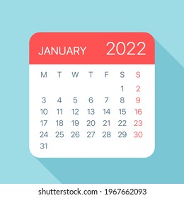 January 2022 Calendar Leaf - Illustration. Vector graphic page