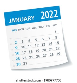 January 2022 Calendar Leaf - Vector Illustration