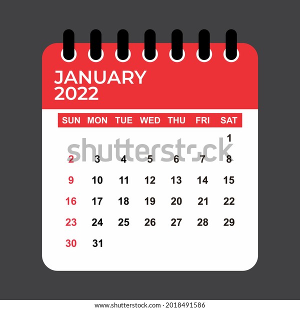 January 2022 Calendar January 2022 Calendar Stock Vector (Royalty Free ...
