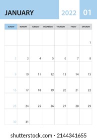 January 2022 Template Calendar 2022 Template Stock Vector (Royalty Free ...