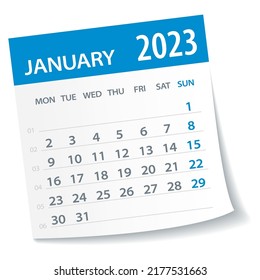 January 2023 Calendar Leaf - Illustration. Vector graphic page