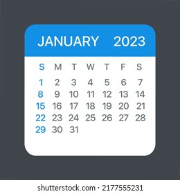 January 2023 Calendar Leaf - Illustration. Vector graphic page