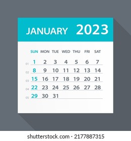 January 2023 Calendar Leaf - Illustration. Vector graphic page