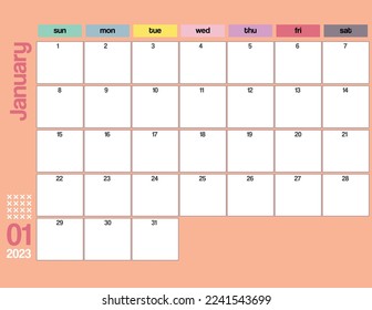 january 2023 colorful monthly printable planner