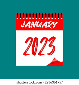 January 2023. Icon calendar month. Months of the year. Vector illustration sign label. Work Business Schedule Agenda Symbol, event schedule date. Meeting appointment time. 