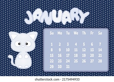 January 2023 Page Kids Calendar Funny Stock Vector (Royalty Free