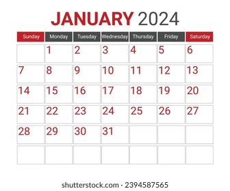 January 2024 Black and Red Monday Start Landscaped Monthly Planner, Monday Start Calendar 2024, Landscape Organizer, 2024 Monthly Event Planner, 2024 Editable Monday Start Calendar