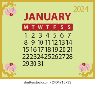 January 2024 Calendar Printable, Calendar Template 