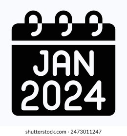Calendario de enero de 2024, Calendario de Vector.