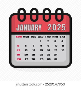 January 2025 Calendar Icon with Highlighted Dates
