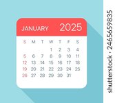 January 2025 Calendar Leaf - Illustration. Vector graphic page