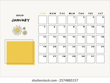 January 2025 Monthly Planner for Calender