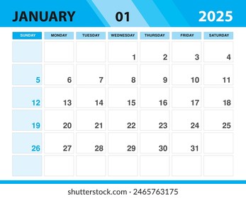 January 2025 template, Calendar 2025 template vector, planner monthly design, Desk calendar 2025, Wall calendar design, Minimal style, advertisement, poster, printing media, green background concept