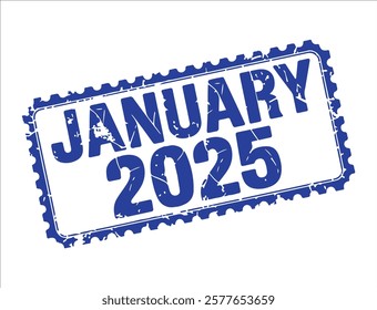 "JANUARY 2025" text stamp print. white background black drawing