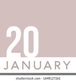 January 20th Minimal Calendar Neutral Color. Vector illustration