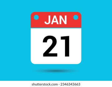 January 21 Calendar Date Flat Icon Day 21 Vector Illustration