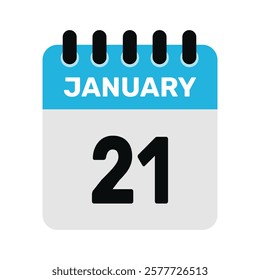 january 21 calendar icon and Time planner Daily Calendar reminder Vector design Illustration.