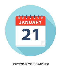 January 21 - Calendar Icon - Vector Illustration