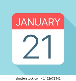January 21 - Calendar Icon - Vector Illustration
