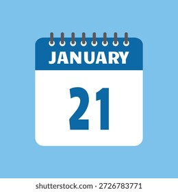 Enero 21 Calendario Icono Vector Página Mes Diseño