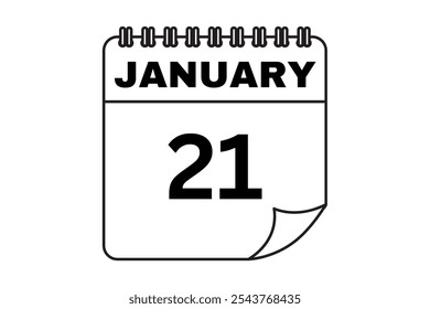 January - 21 Calendar Icon. Calendar Icon with white background. Flat style. Date, day and month.