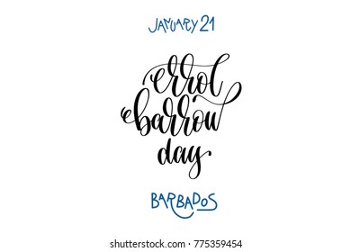 january 21 - Errol Barrow day - barbados, hand lettering inscription text to winter holiday design, calligraphy vector illustration