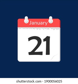 January 21. Vector flat daily calendar icon. Date and time, day, month. Holiday.