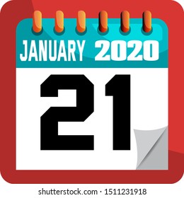 JANUARY 21 year 2020 . Vector flat daily calendar icon. Date and time, day, month. Holiday.