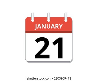 January, 21st calendar icon vector, concept of schedule, business and tasks
