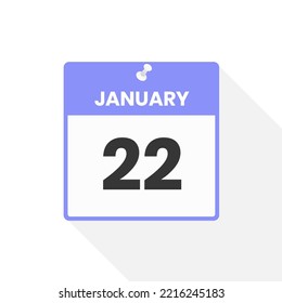 January 22 calendar icon. Date,  Month calendar icon vector illustration