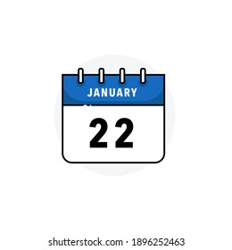 January 22 - Calendar Icon With Flat Design Concept - Vector Illustration