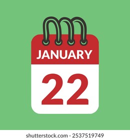 January 22 Calendar icon vector illustration.