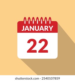 22. Januar Kalender-Symbol, Vektorgrafik.