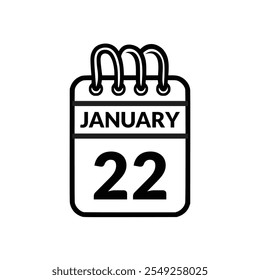 22. Januar Kalender-Symbol, Vektorgrafik.