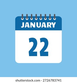 Enero 22 Calendario Icono Vector Página Mes Diseño