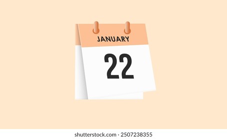 January 22 - calendar and Time planner. Daily Calendar Icon reminder. Vector Illustration.
