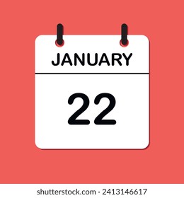 January 22.  Daily Calendar icon for design. Simple design for business brochure, flyer, print media, advertisement. Easily editable.