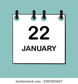 January 22. Daily Calendar icon for design. Simple design for business brochure, flyer, print media, advertisement. Easily editable.