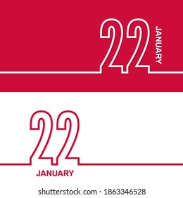 January 22. Set of vector template banners for calendar, event date.