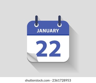 January 22. Vector flat daily calendar icon. Date and time, day, month. Year. Vector illustration