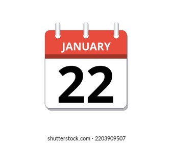 Enero, 22.º vectores de icono del calendario, concepto de programación, negocio y tareas
