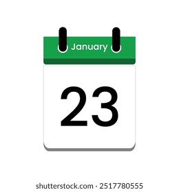 23. Januar. Kalendersymbol. Vektorgrafik. Flacher Designstil.